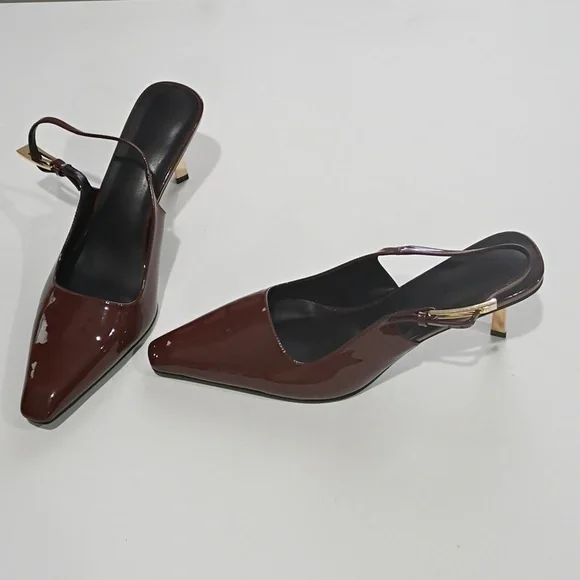 Iiimmu Chic Brown Slingback Heels Size 10 - Picture 5 of 14